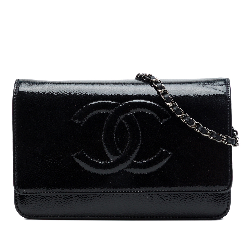 Pre-Loved Chanel CC Patent Caviar Wallet On Chain